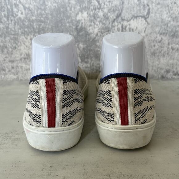 Rothy's Women's Sz 6.5 The Original Slip On Sneaker Maritime Tiger Stripe White - Picture 5 of 8
